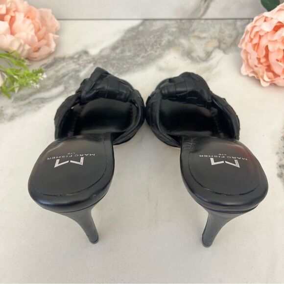 MARC FISHER Janna Knotted Woven Heeled Sandal in Black Leather Size 9.5 NEW - Picture 11 of 16